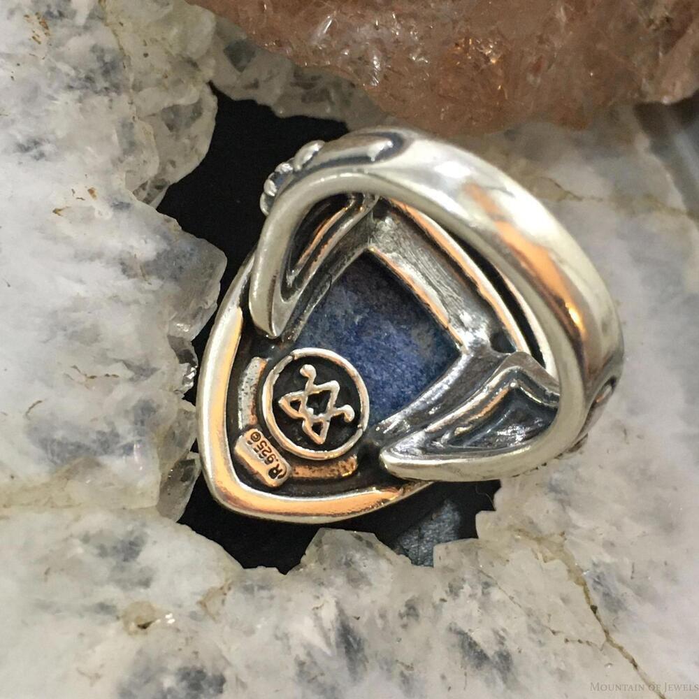 Carolyn Pollack Southwestern Style Sterling Shield Denim Lapis Ring For Women - Picture 7 of 10